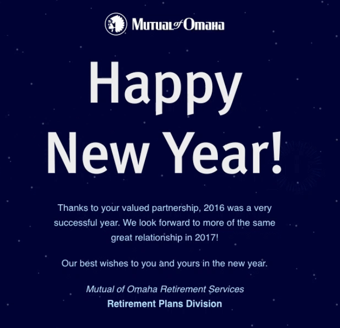 Mutual of Omaha happy new year message to clients